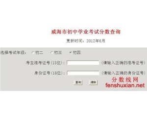 2012威海中考成绩查询系统网址