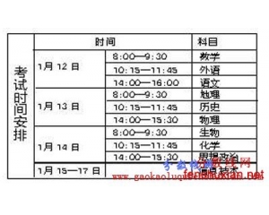 山东烟台2013小高考时间科目表