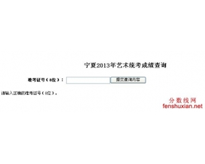 2013年宁夏艺术统考成绩查询入口