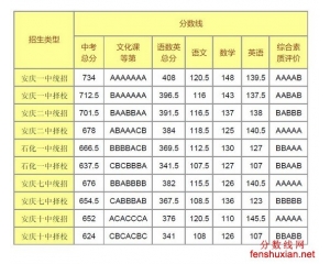 2013安庆中考分数线查询