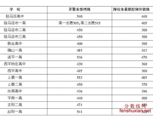 2013驻马店中考分数线查询