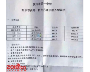 2017冀州中考分数线查询