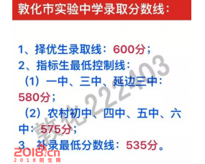 2017敦化中考分数线查询