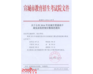 2017旌德中考分数线查询