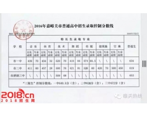 2017嘉峪关中考分数线查询